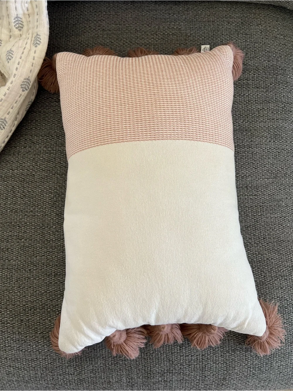 Hearth & Hand Cream and Blush Tassel Lumbar Pillow
